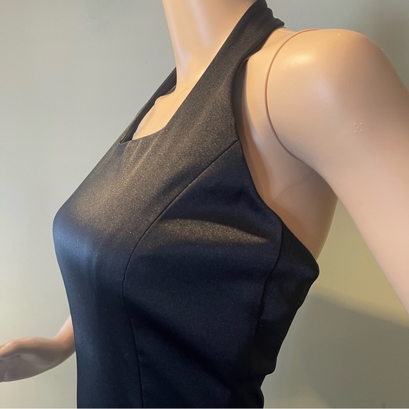 90s Black Satin Express Halter LBD Mini - Picture 10 of 11